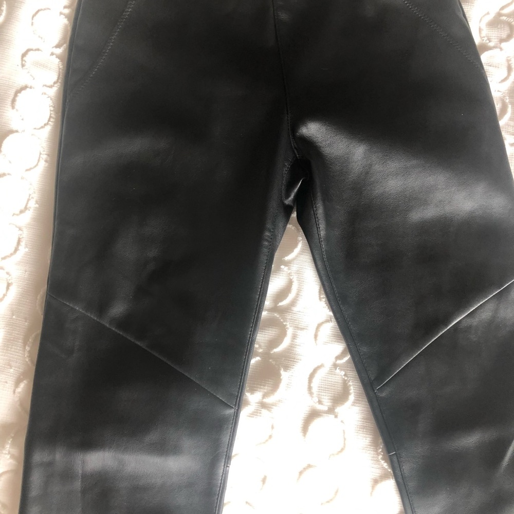 Free People Black / Espresso Leather Leggings NWOT